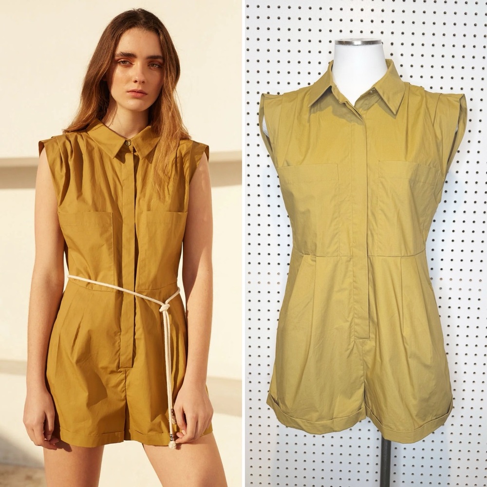 Deluc | Khaki‎ Sleeveless Short Romper Sz. XS